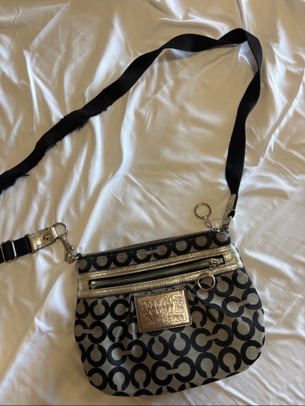 Coach Black and Silver Signature Crossbody Bag